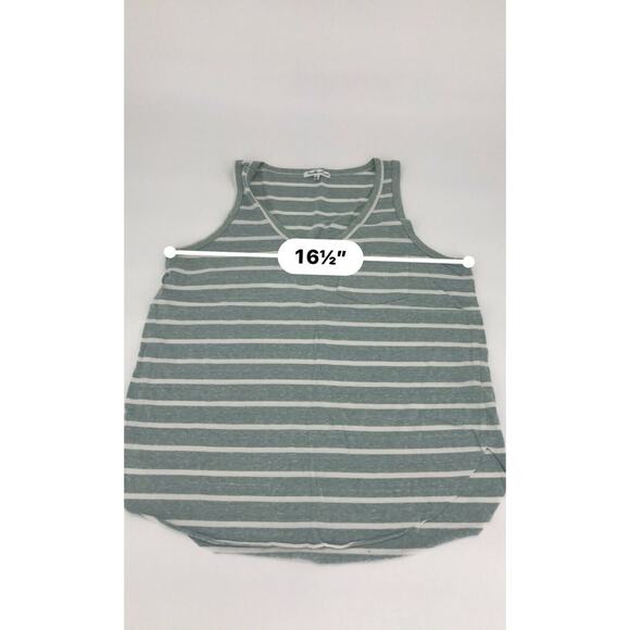 Another Love Womens Tank Top Shirt Striped V-Neck Casual Chest Pocket Sz S - Picture 4 of 4